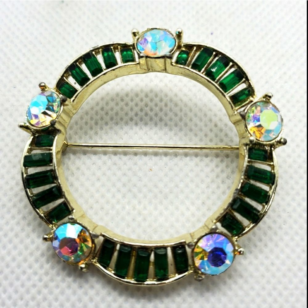 Green & Irridescent Brooch